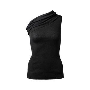 Rick Owens One-Shoulder Black Ribbed Athena Top - NWT